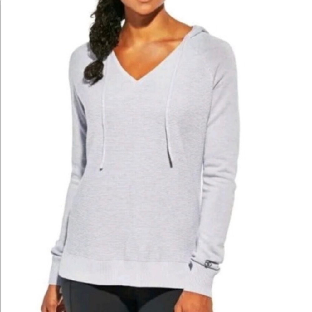 CALIA by Carrie Underwood Effortless Ribbed Lavender V-Neck Hoodie